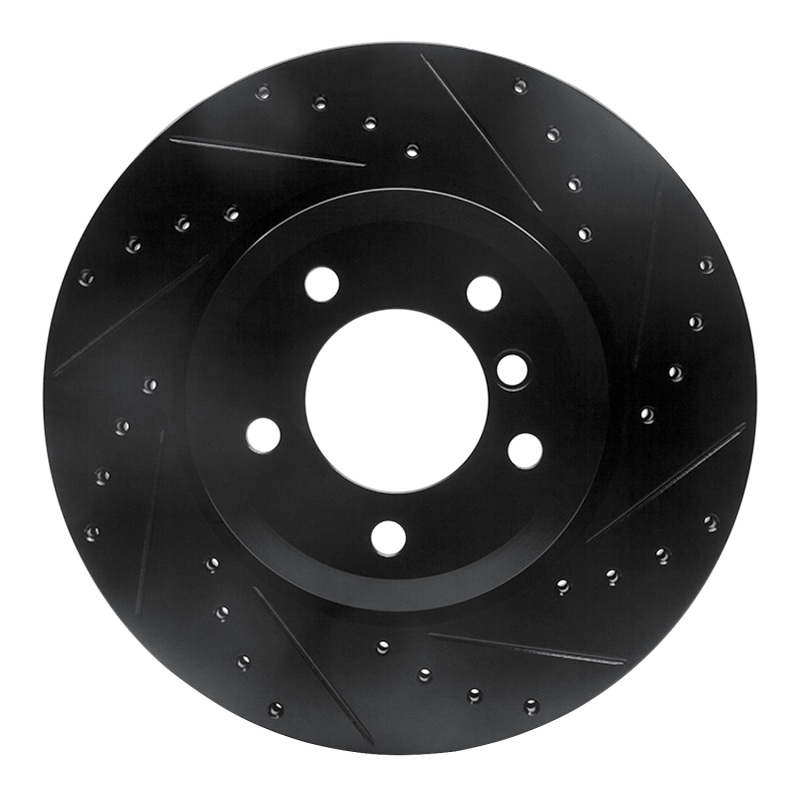 BMW 330I Brake Rotor (1) - Front Right - R1 Concepts - Drilled & Slotted - Black - `01-`08